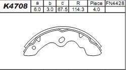 Asimco K4708 - Комплект тормозных колодок, барабанные autosila-amz.com