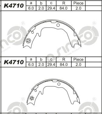 Asimco K4710 - Комплект тормозных колодок, барабанные autosila-amz.com