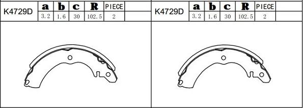 Asimco K4729D - Комплект тормозных колодок, барабанные autosila-amz.com