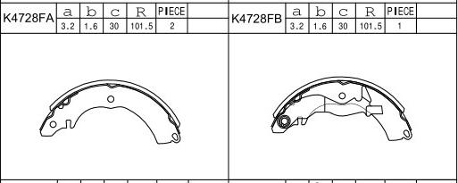 Asimco K4728F - Комплект тормозных колодок, барабанные autosila-amz.com