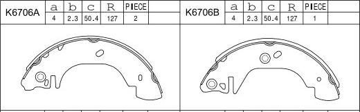 Asimco K6706 - Комплект тормозных колодок, барабанные autosila-amz.com