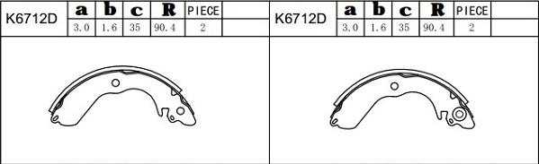 Asimco K6712D - Комплект тормозных колодок, барабанные autosila-amz.com