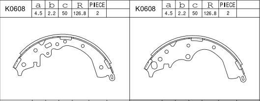 Asimco K0608 - Комплект тормозных колодок, барабанные autosila-amz.com