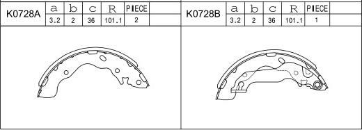 Asimco K0728 - Комплект тормозных колодок, барабанные autosila-amz.com