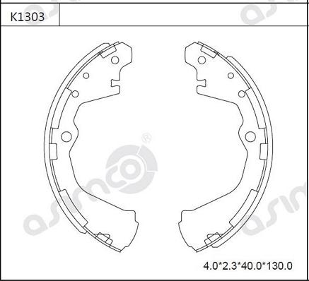 Asimco K1303 - Комплект тормозных колодок, барабанные autosila-amz.com