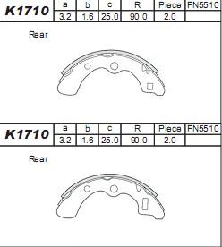 Asimco K1710 - Комплект тормозных колодок, барабанные autosila-amz.com