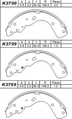 Asimco K3799 - Комплект тормозных колодок, барабанные autosila-amz.com