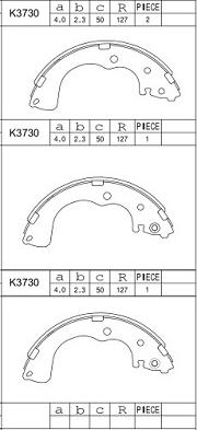 Asimco K3730 - Комплект тормозных колодок, барабанные autosila-amz.com