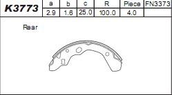 Asimco K3773 - Комплект тормозных колодок, барабанные autosila-amz.com