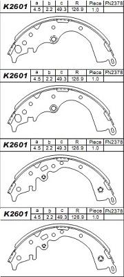 Asimco K2601 - Комплект тормозных колодок, барабанные autosila-amz.com