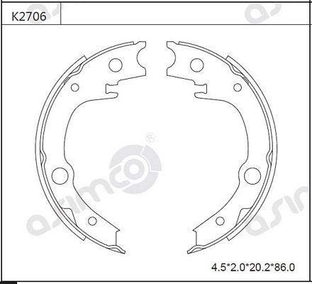 Asimco K2706 - Комплект тормозных колодок, барабанные autosila-amz.com