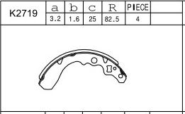 Asimco K2719 - Комплект тормозных колодок, барабанные autosila-amz.com