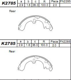 Asimco K2785 - Комплект тормозных колодок, барабанные autosila-amz.com