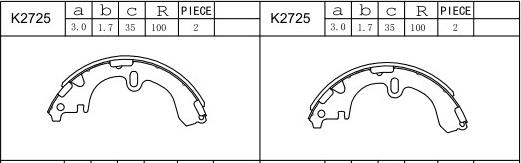 Asimco K2725 - Комплект тормозных колодок, барабанные autosila-amz.com