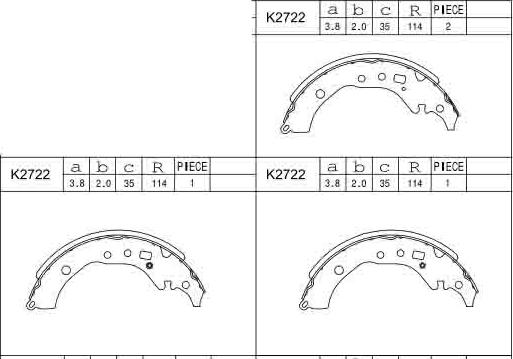 Asimco K2722 - Комплект тормозных колодок, барабанные autosila-amz.com