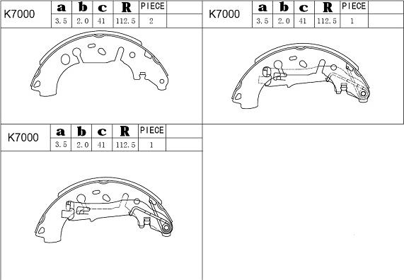 Asimco K7000 - Комплект тормозных колодок, барабанные autosila-amz.com