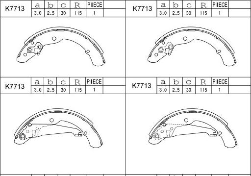 Asimco K7713 - Комплект тормозных колодок, барабанные autosila-amz.com