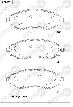 Asimco KD9055 - Тормозные колодки, дисковые, комплект autosila-amz.com