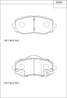 Asimco KD9002 - Тормозные колодки, дисковые, комплект autosila-amz.com