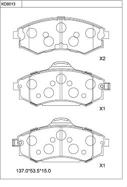 Asimco KD9013 - Тормозные колодки, дисковые, комплект autosila-amz.com