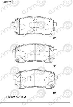 Asimco KD9077 - Тормозные колодки, дисковые, комплект autosila-amz.com