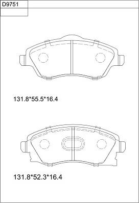 Asimco KD9751 - Тормозные колодки, дисковые, комплект autosila-amz.com