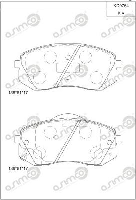 Asimco KD9764 - Тормозные колодки, дисковые, комплект autosila-amz.com