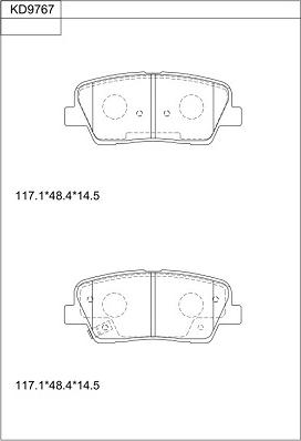 Asimco KD9767 - Тормозные колодки, дисковые, комплект autosila-amz.com