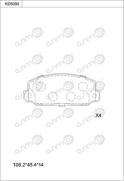 Asimco KD5000 - Тормозные колодки, дисковые, комплект autosila-amz.com