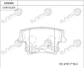 Asimco KD6569 - Тормозные колодки, дисковые, комплект autosila-amz.com