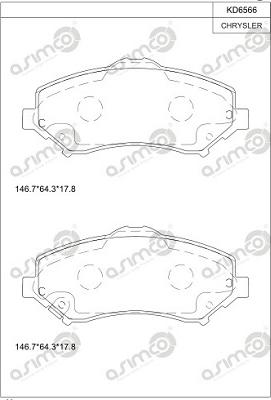 Asimco KD6566 - Тормозные колодки, дисковые, комплект autosila-amz.com