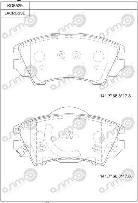 Asimco KD6529 - Тормозные колодки, дисковые, комплект autosila-amz.com