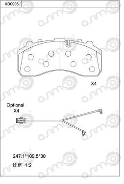 Asimco KD0905 - Тормозные колодки, дисковые, комплект autosila-amz.com