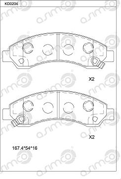 Asimco KD0204 - Тормозные колодки, дисковые, комплект autosila-amz.com