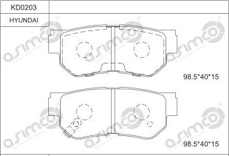 Asimco KD0203 - Тормозные колодки, дисковые, комплект autosila-amz.com