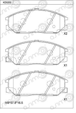 Asimco KD0202 - Тормозные колодки, дисковые, комплект autosila-amz.com