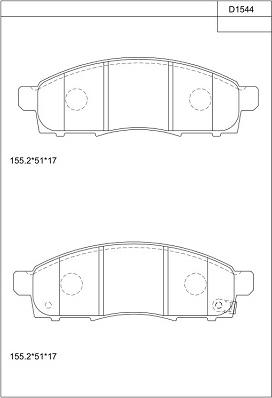 Asimco KD1544 - Тормозные колодки, дисковые, комплект autosila-amz.com