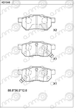 Asimco KD1048 - Тормозные колодки, дисковые, комплект autosila-amz.com