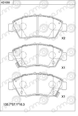 Asimco KD1055 - Тормозные колодки, дисковые, комплект autosila-amz.com