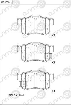 Asimco KD1030 - Тормозные колодки, дисковые, комплект autosila-amz.com