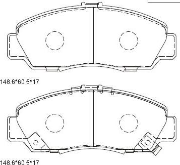 Asimco KD1719 - Тормозные колодки, дисковые, комплект autosila-amz.com