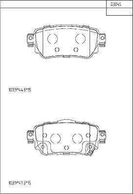 Asimco KD3045 - Тормозные колодки, дисковые, комплект autosila-amz.com