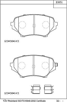 Asimco KD3051 - Тормозные колодки, дисковые, комплект autosila-amz.com