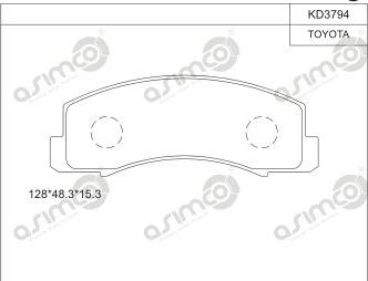 Asimco KD3794 - Тормозные колодки, дисковые, комплект autosila-amz.com