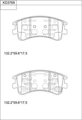 Asimco KD3769 - Тормозные колодки, дисковые, комплект autosila-amz.com