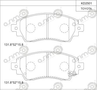 Asimco KD2501 - Тормозные колодки, дисковые, комплект autosila-amz.com