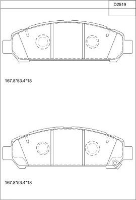 Asimco KD2519 - Тормозные колодки, дисковые, комплект autosila-amz.com