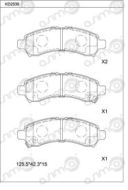 Asimco KD2539 - Тормозные колодки, дисковые, комплект autosila-amz.com