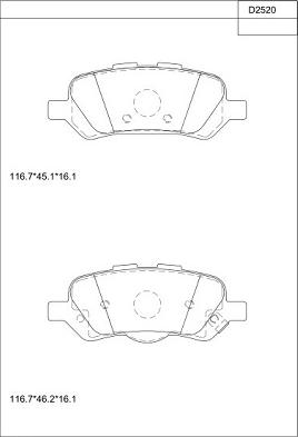 Asimco KD2520 - Тормозные колодки, дисковые, комплект autosila-amz.com