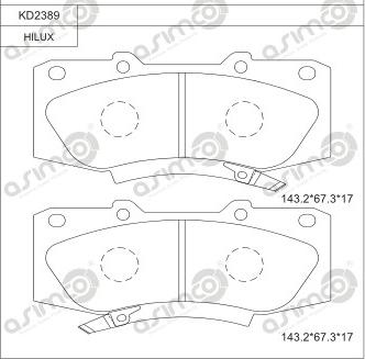 Asimco KD2389 - Тормозные колодки, дисковые, комплект autosila-amz.com